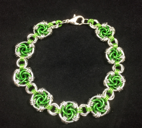 Shamrock green and bright aluminum bracelet